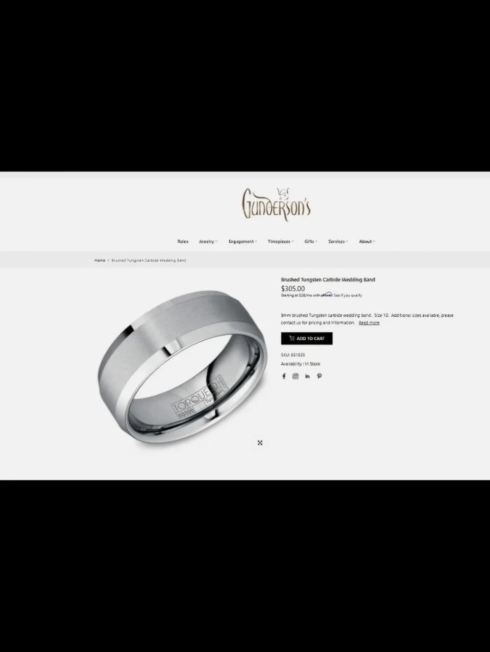 8mm GREY TUNGSTEN Carbide Men's Wedding Band